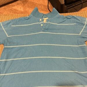 Eddie Bauer polo. 100% cotton. XXL TALL. Blue with white stripes.